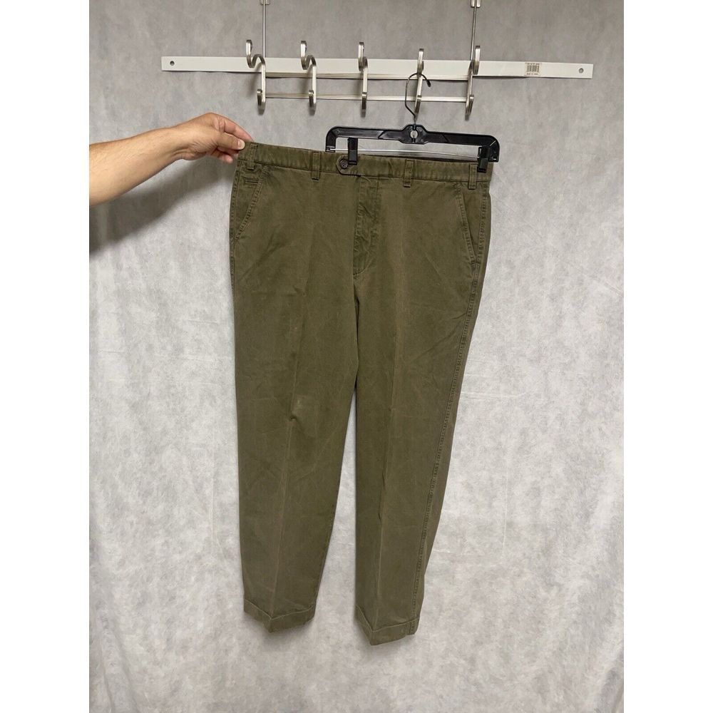 Hiltl‎ Pants Men 40X31 Brown Olive ZE 500 Twill Golf Career Hybrid Casual Luxury